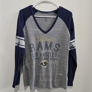 NFL 4Her by Carl Banks Gray and Blue V-Neck L.A. Rams shirt suze large